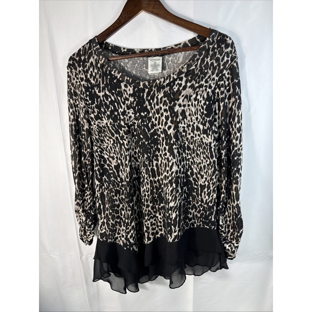 Ransom Women's Leopard Print Blouse Size Medium